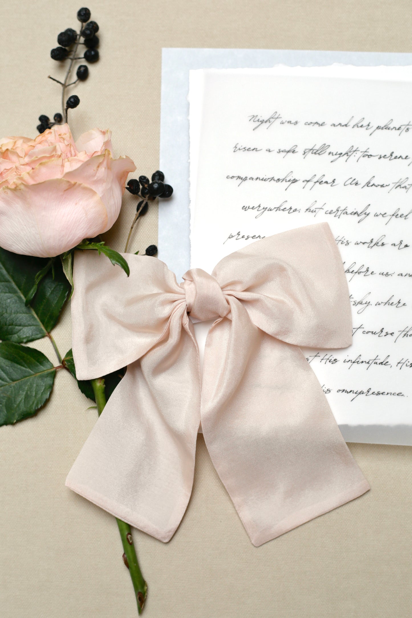 Natural Silk Bow Hair Clip