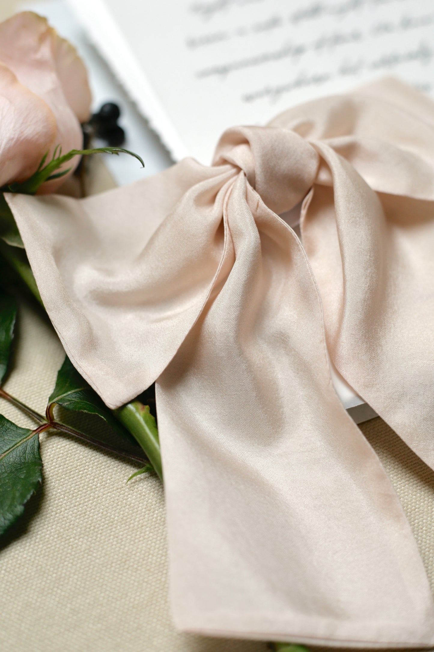 Pink hair bow from natural silk