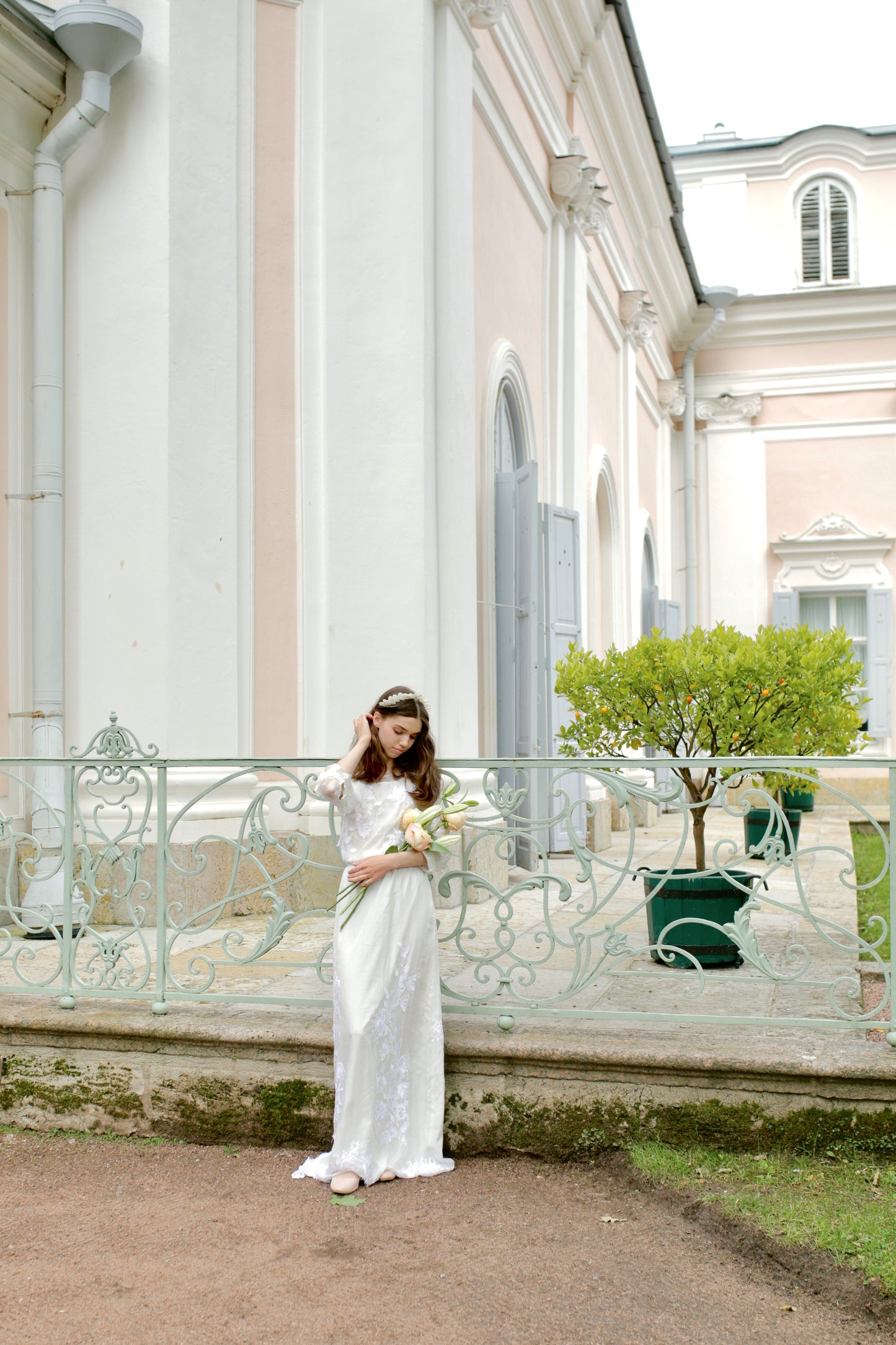 Wedding floral hair piece for fine art bride 