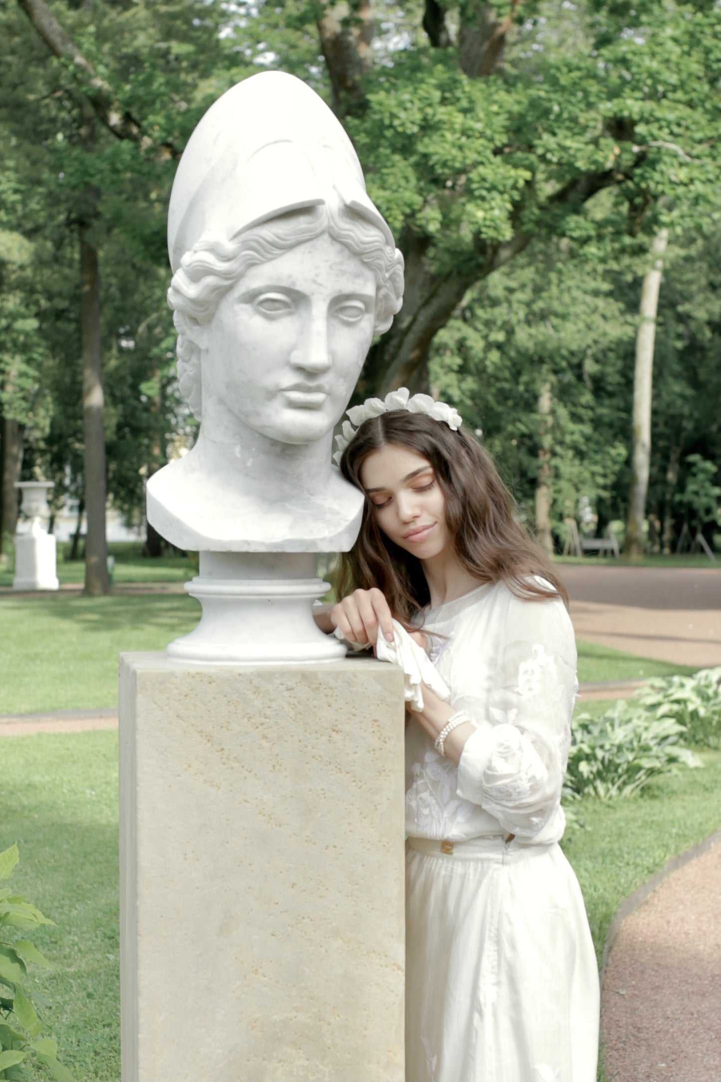 Halo with flowers for wedding gown for bride