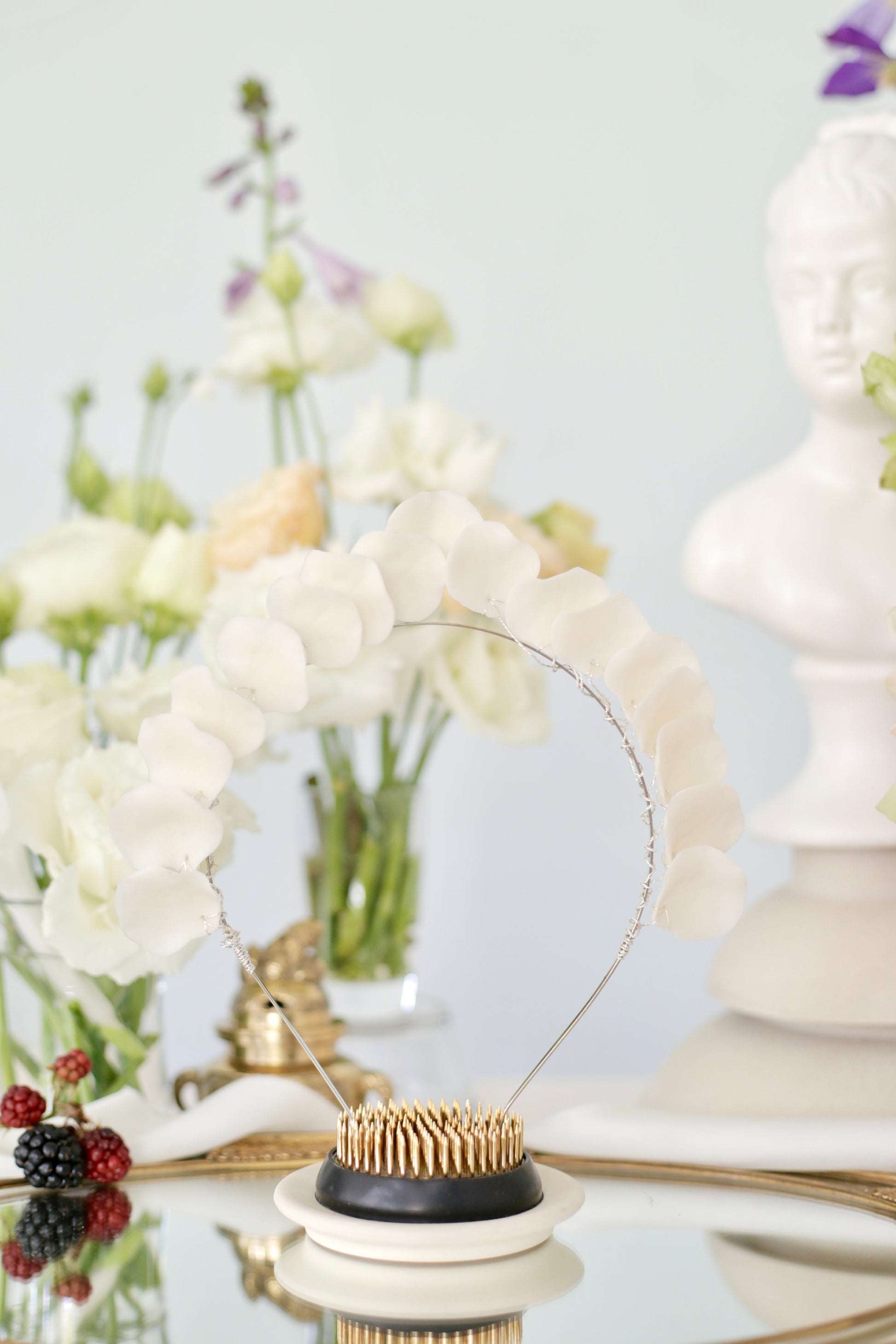 White headband for bride for wedding