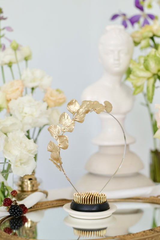 Gold floral tiara for bride 