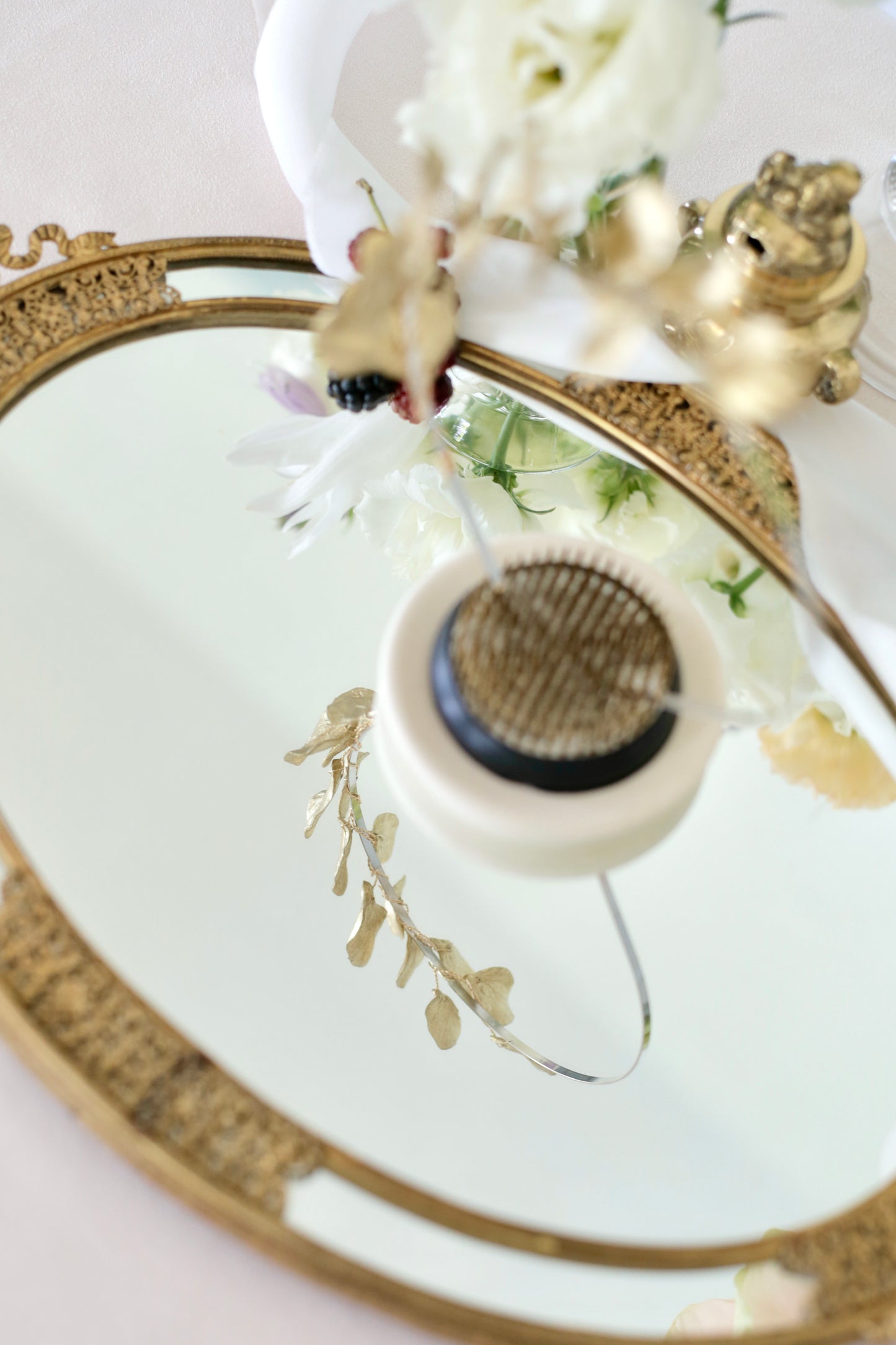 Fine art headpiece for wedding hairdo 