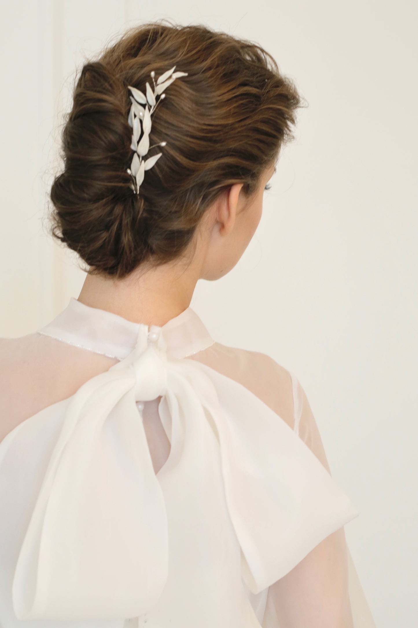 Hair vine with leaves in wedding bun