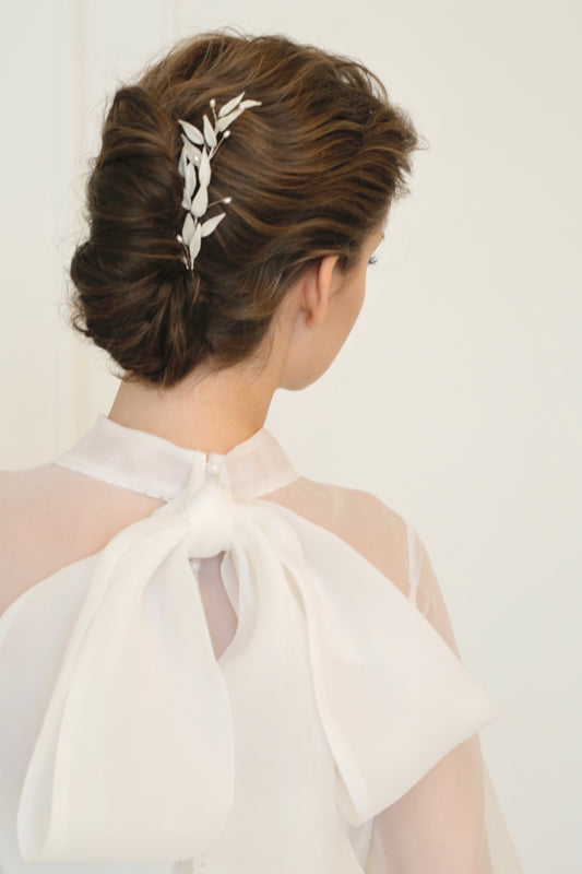 Hair vine with leaves in wedding bun