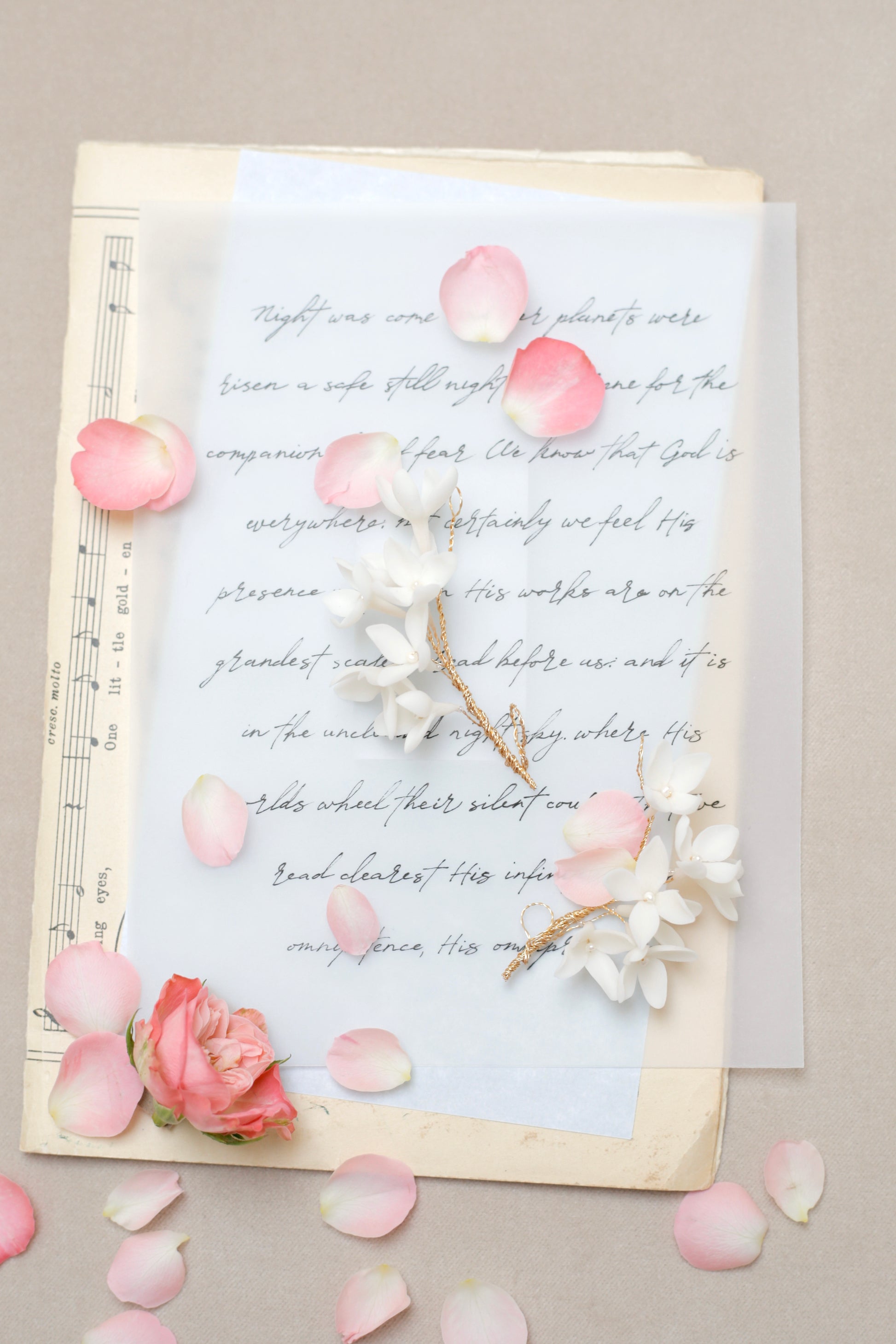 Hair vine with white flowers for bride