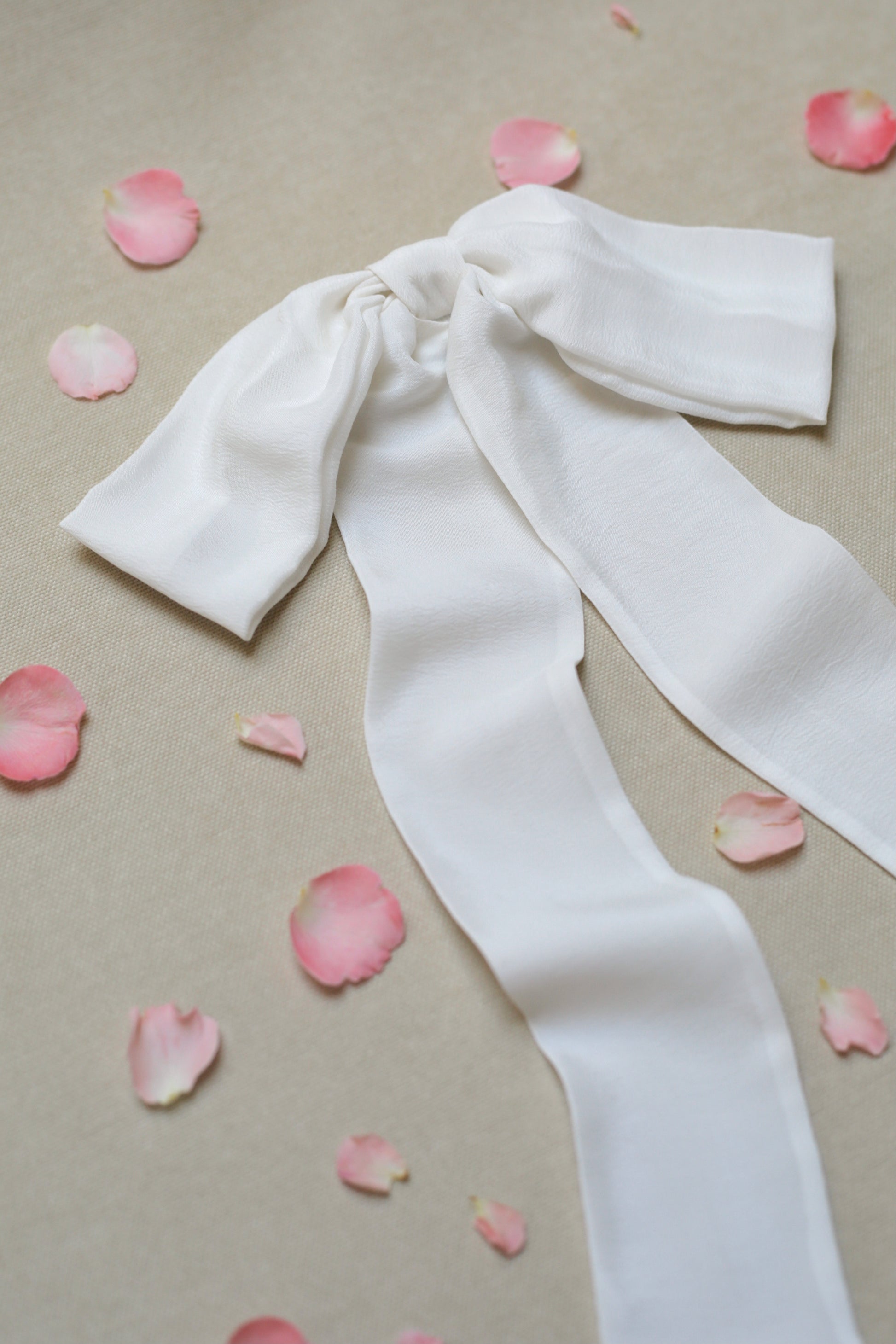 White hair bow from real silk