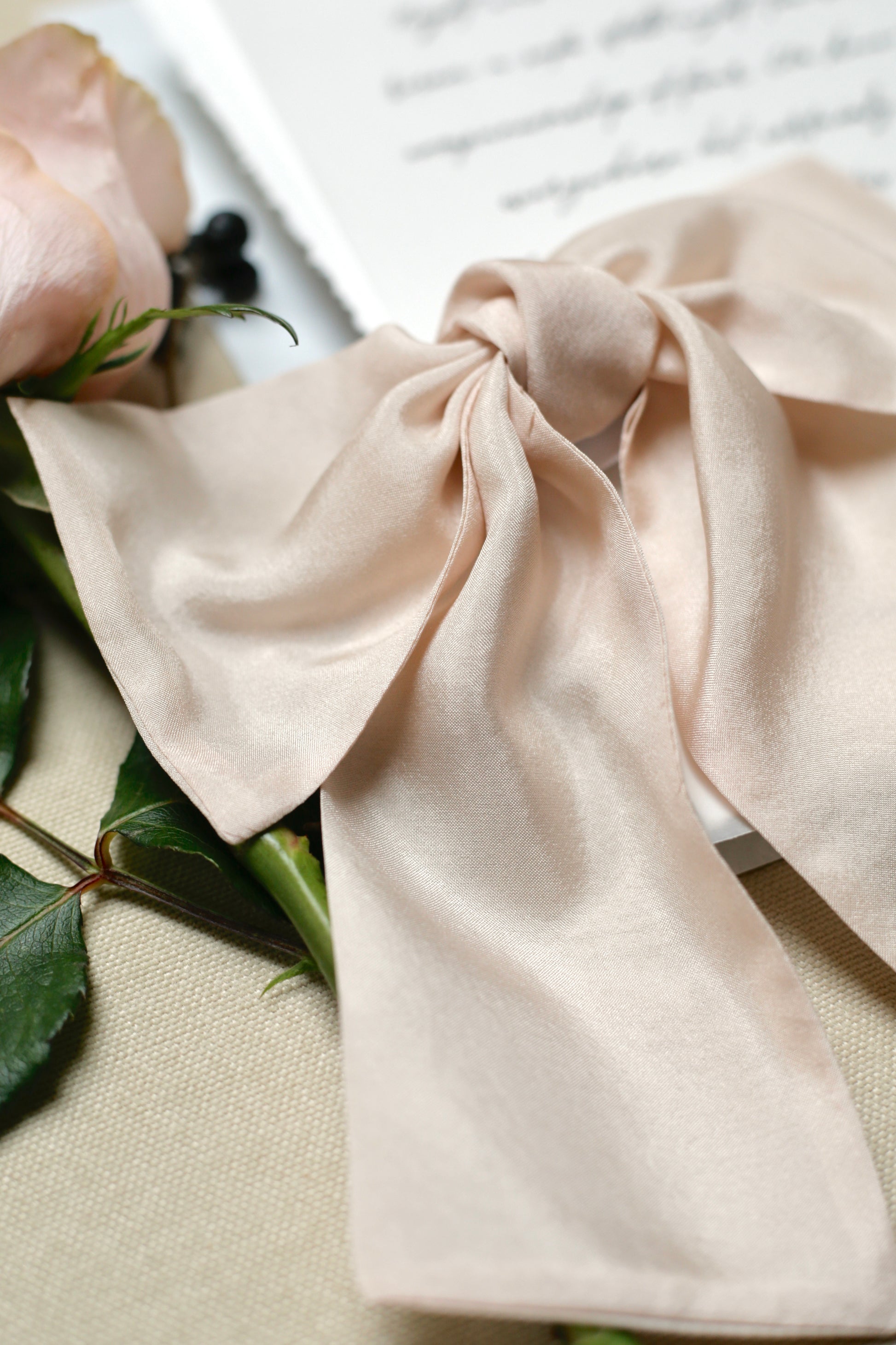 Pink hair bow from natural silk