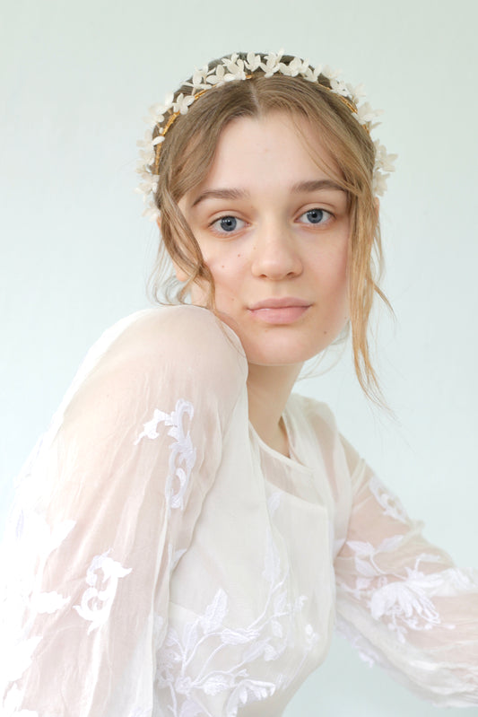 White bridal flower crown
